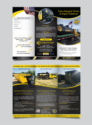 Brochure Design by alex989 for North Texas Integrity Septic & Pumping, LLC | Design: #18587520