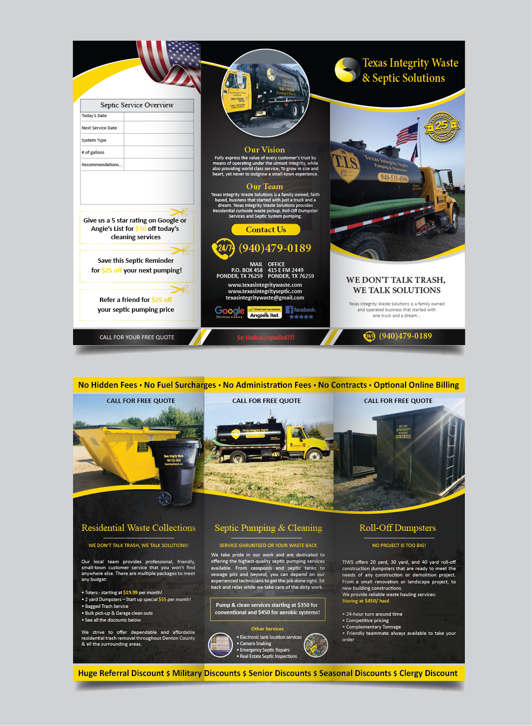 Brochure Design by alex989 for North Texas Integrity Septic & Pumping, LLC | Design #18587831