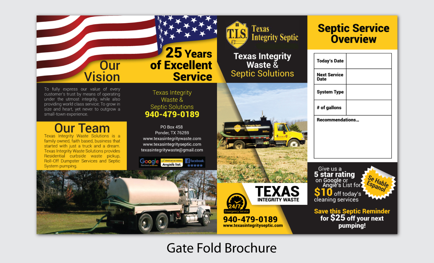 Brochure Design by Impressive Solutions for North Texas Integrity Septic & Pumping, LLC | Design #18460382