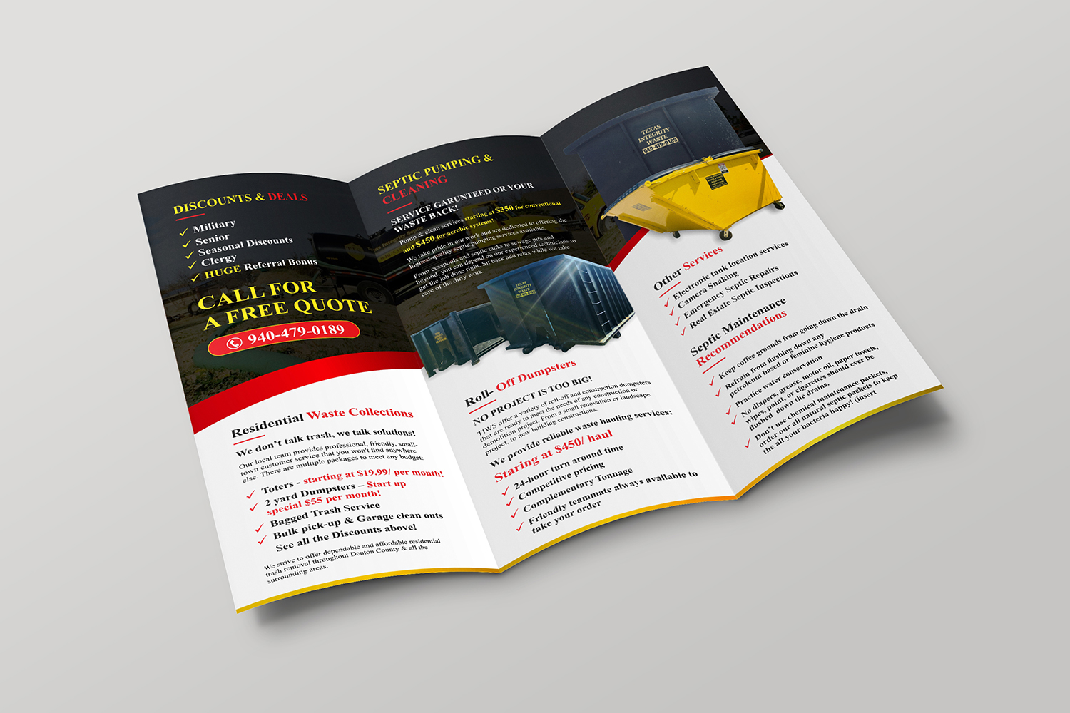 Brochure Design by ecorokerz for North Texas Integrity Septic & Pumping, LLC | Design #18459931