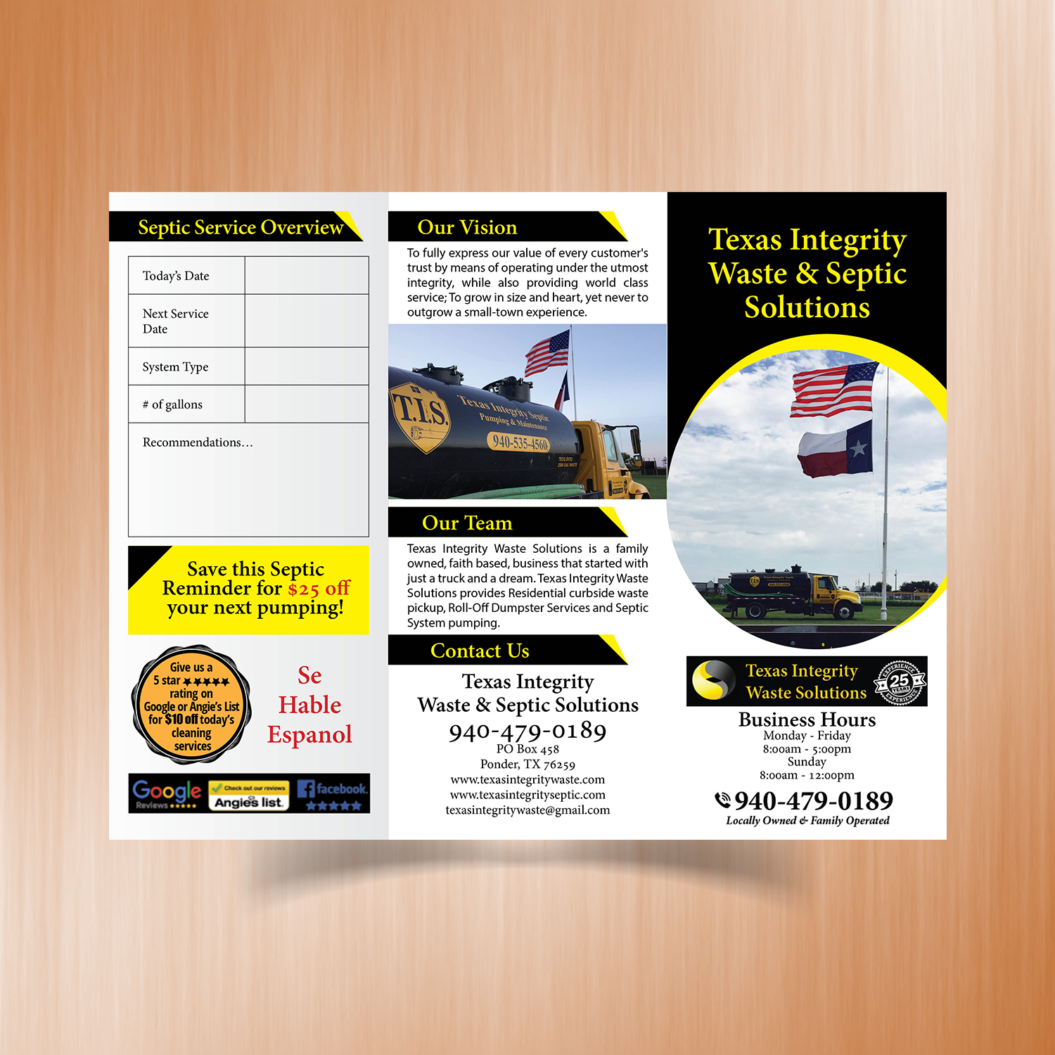 Brochure Design by CreativeTrends for North Texas Integrity Septic & Pumping, LLC | Design #18455056