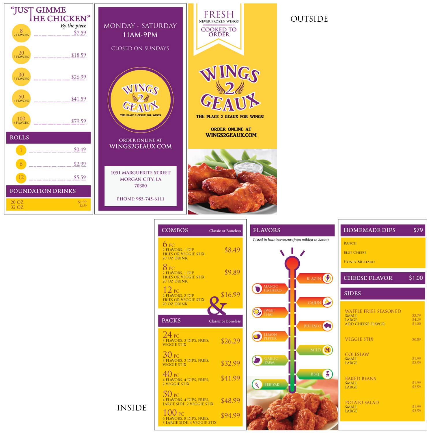 Diseño de Menú por Shikha para Wings2Geaux | Diseño #18314614