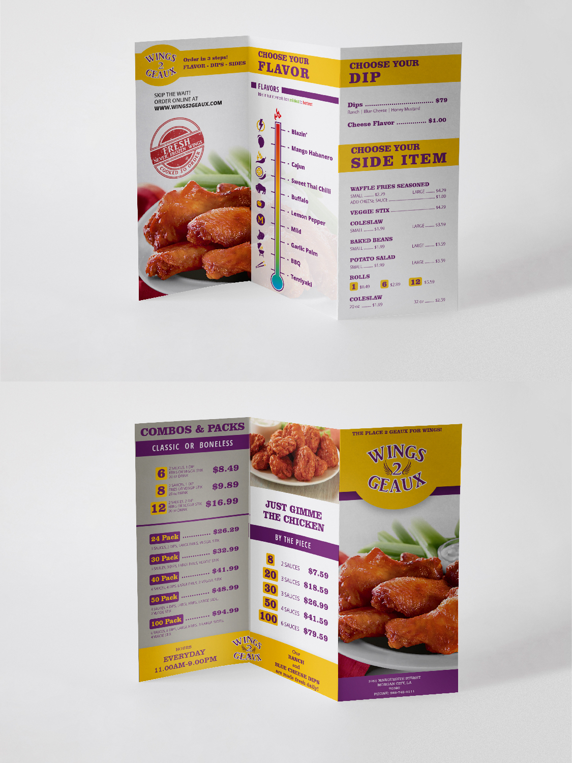 Menu Design by tangga.co for Wings2Geaux | Design #18347537