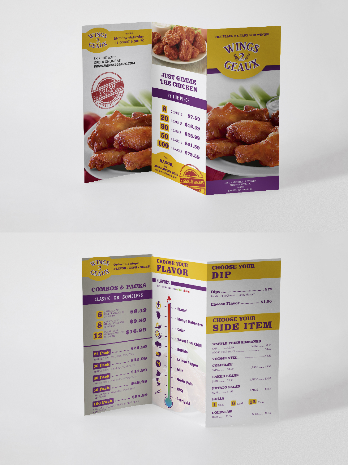 Menu Design by tangga.co for Wings2Geaux | Design #18355901