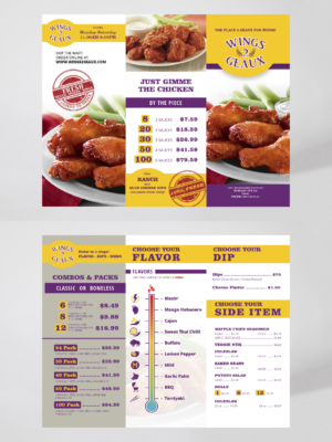 Menu Design by tangga.co for Wings2Geaux | Design: #18355902
