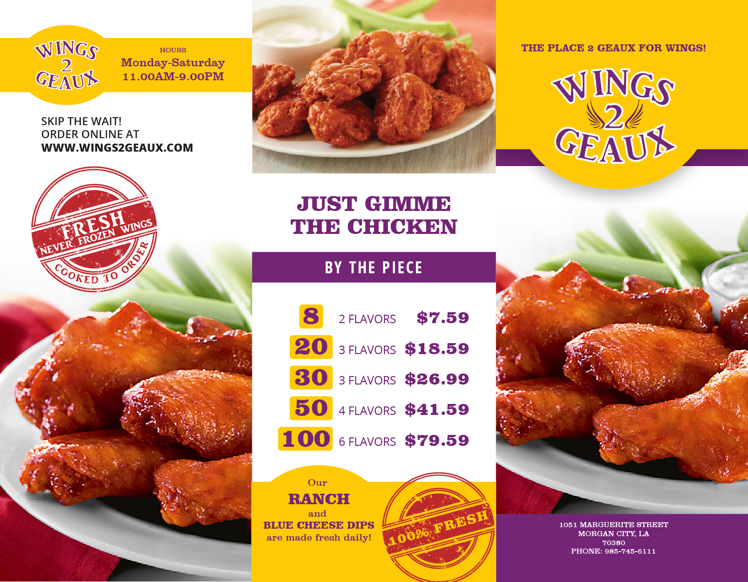 Menu Design by tangga.co for Wings2Geaux | Design #18359229