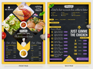 Menu Design by SAI DESIGNS for Wings2Geaux | Design: #18273524