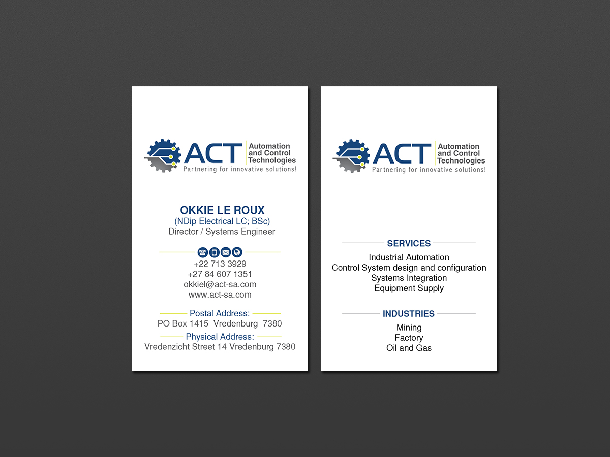 Business Card Design by Creations Box 2015 for Automation and Control Technologies | Design #18246615