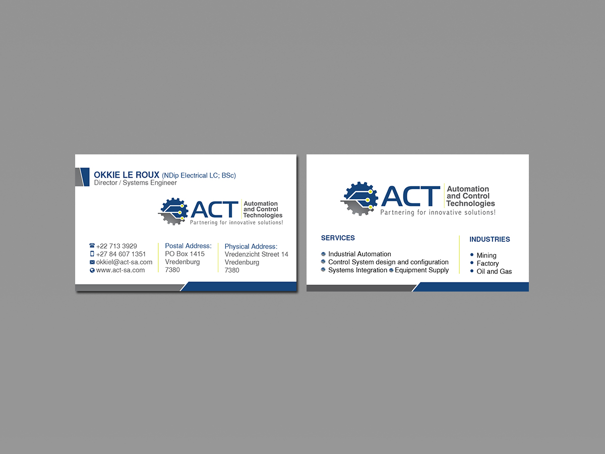 Business Card Design by Creations Box 2015 for Automation and Control Technologies | Design #18246618