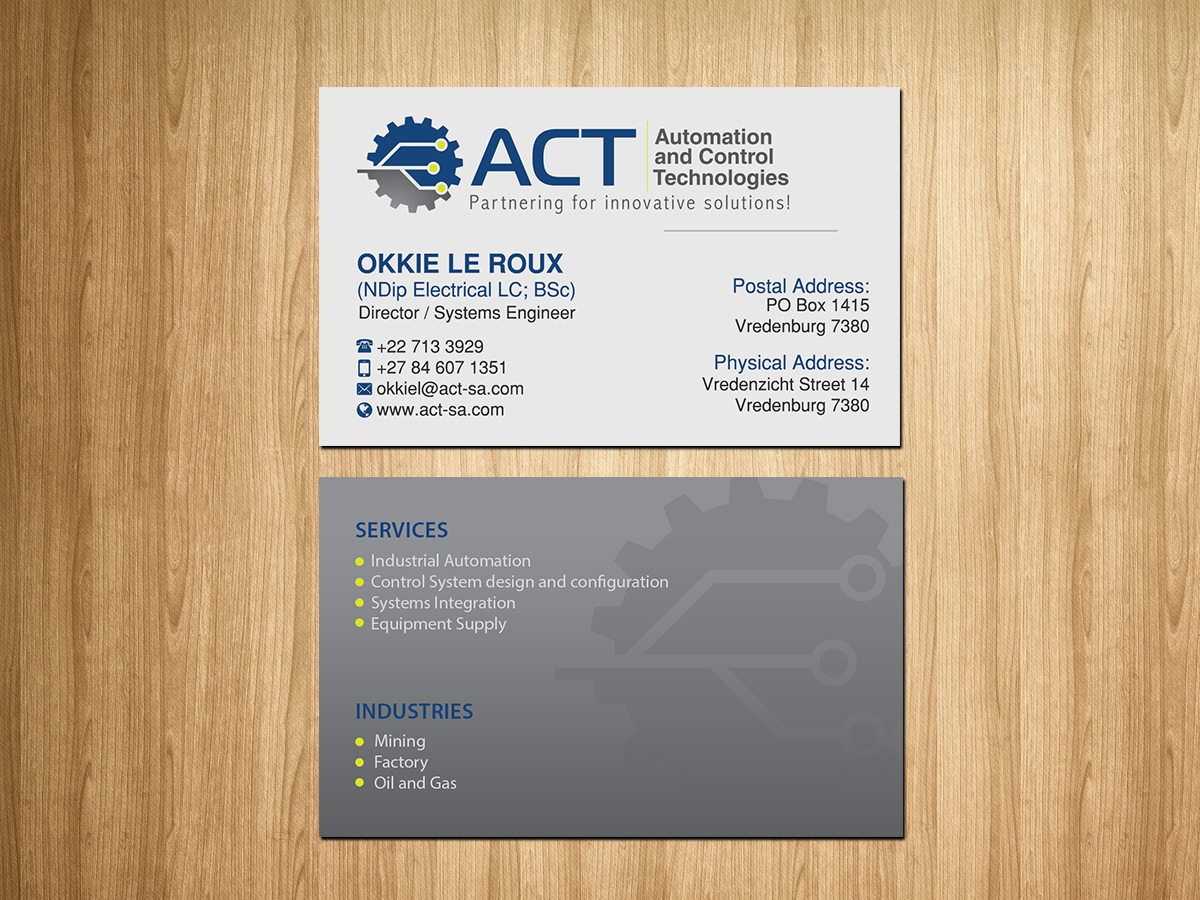 Business Card Design by Creations Box 2015 for Automation and Control Technologies | Design #18246630