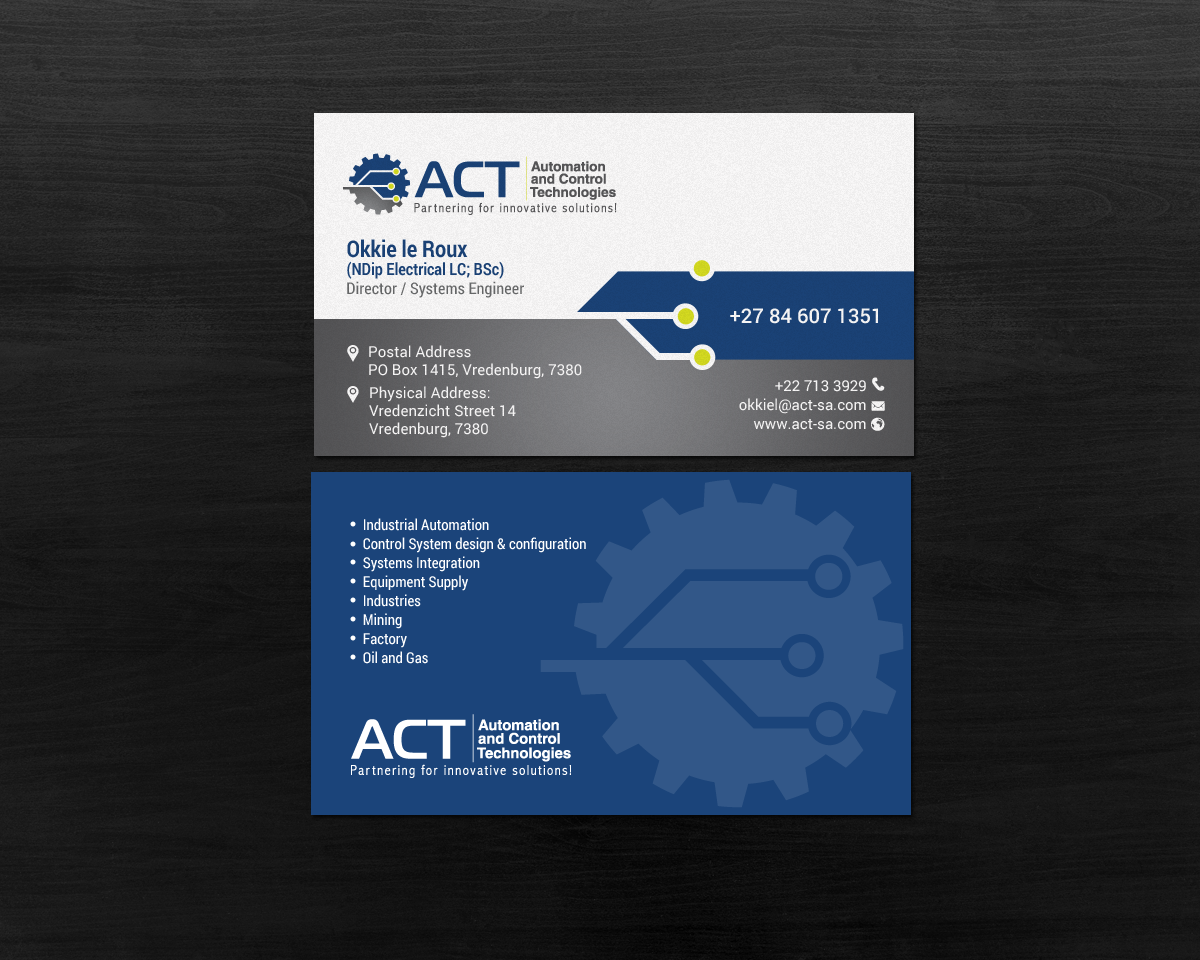 Business Card Design by chandrayaan.creative for Automation and Control Technologies | Design #18241541