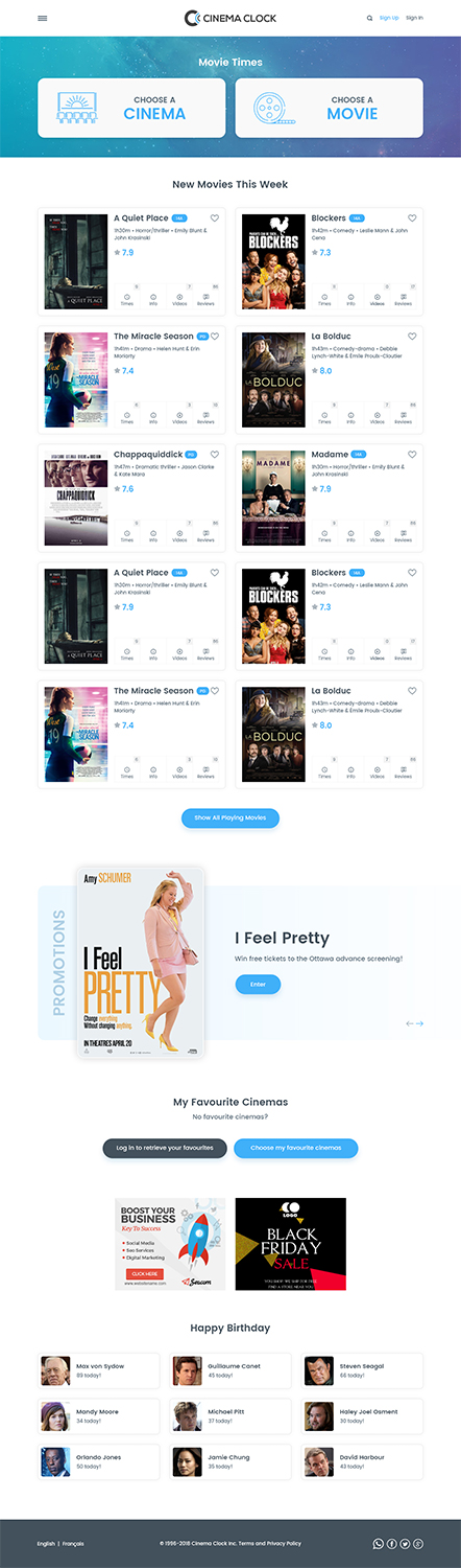 Web Design par RupalTechno pour Cinema Clock Inc. | Design #18310288