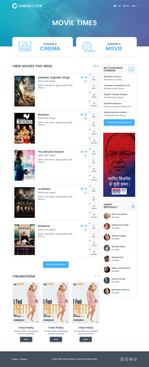 Movie Showtimes Website needs an updated new look | Web-Design von RupalTechno