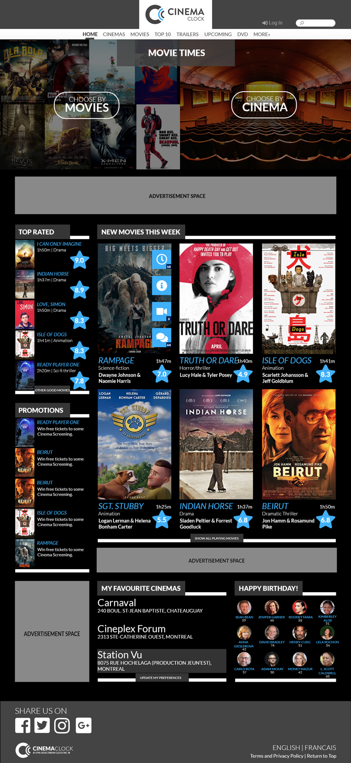 Diseño Web por Abhinash para Cinema Clock Inc. | Diseño #18386224