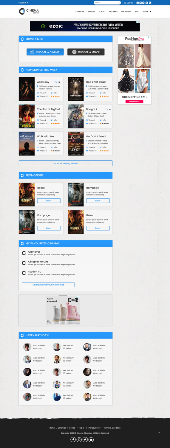 Diseño Web por pb para Cinema Clock Inc. | Diseño #18256588