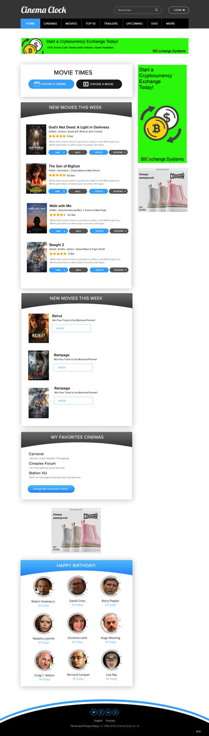 Diseño Web por pb para Cinema Clock Inc. | Diseño #18256589