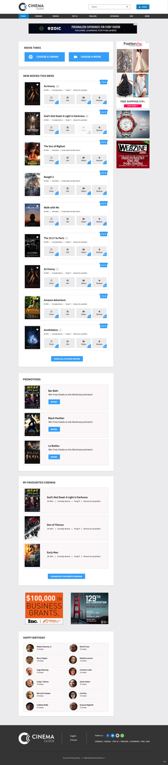 Diseño Web por pb para Cinema Clock Inc. | Diseño #18256590