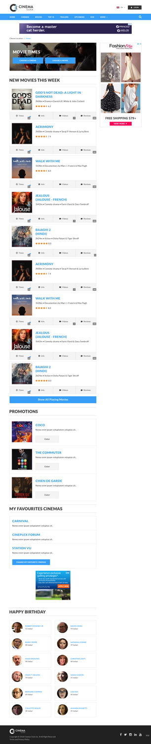 Web Design by pb for Cinema Clock Inc. | Design #18264309