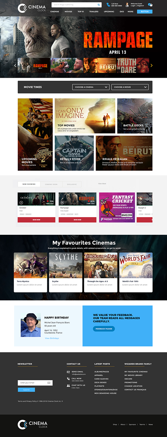 Web Design by lemosys infotech for Cinema Clock Inc. | Design #18366779