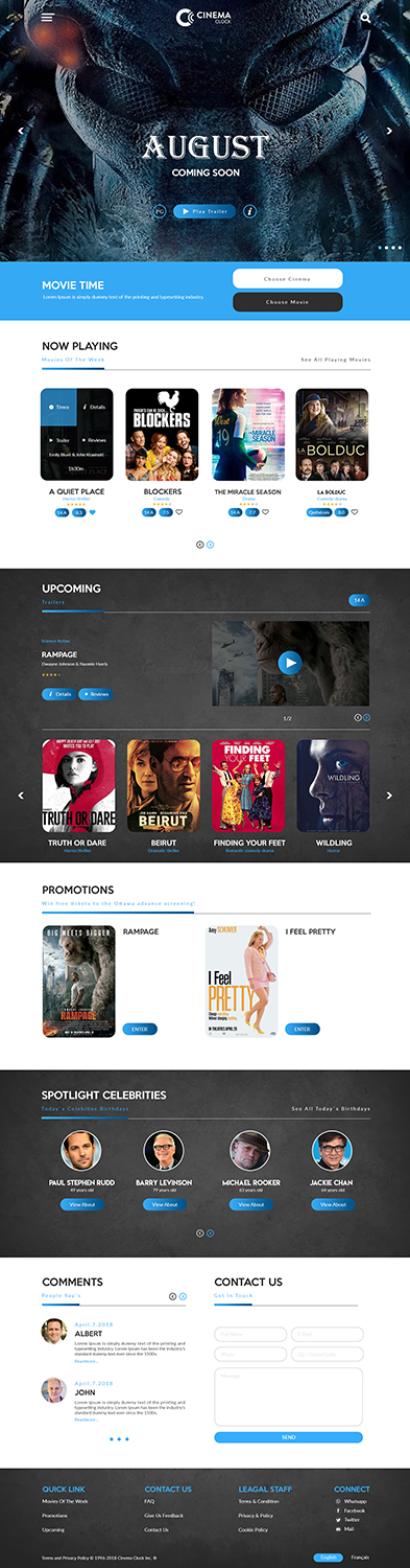Diseño Web por bdesigner9 para Cinema Clock Inc. | Diseño #18284961