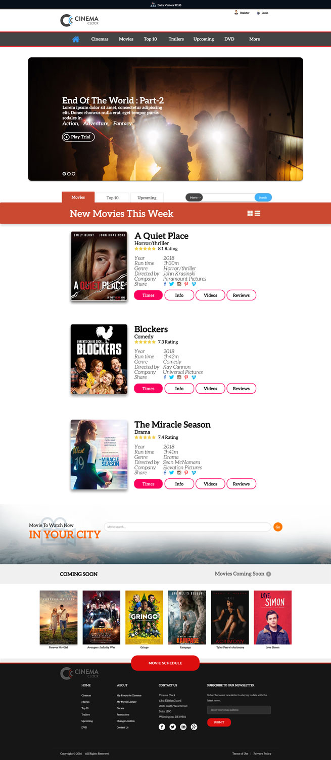 Web Design by jisuvo9 for Cinema Clock Inc. | Design #18326380