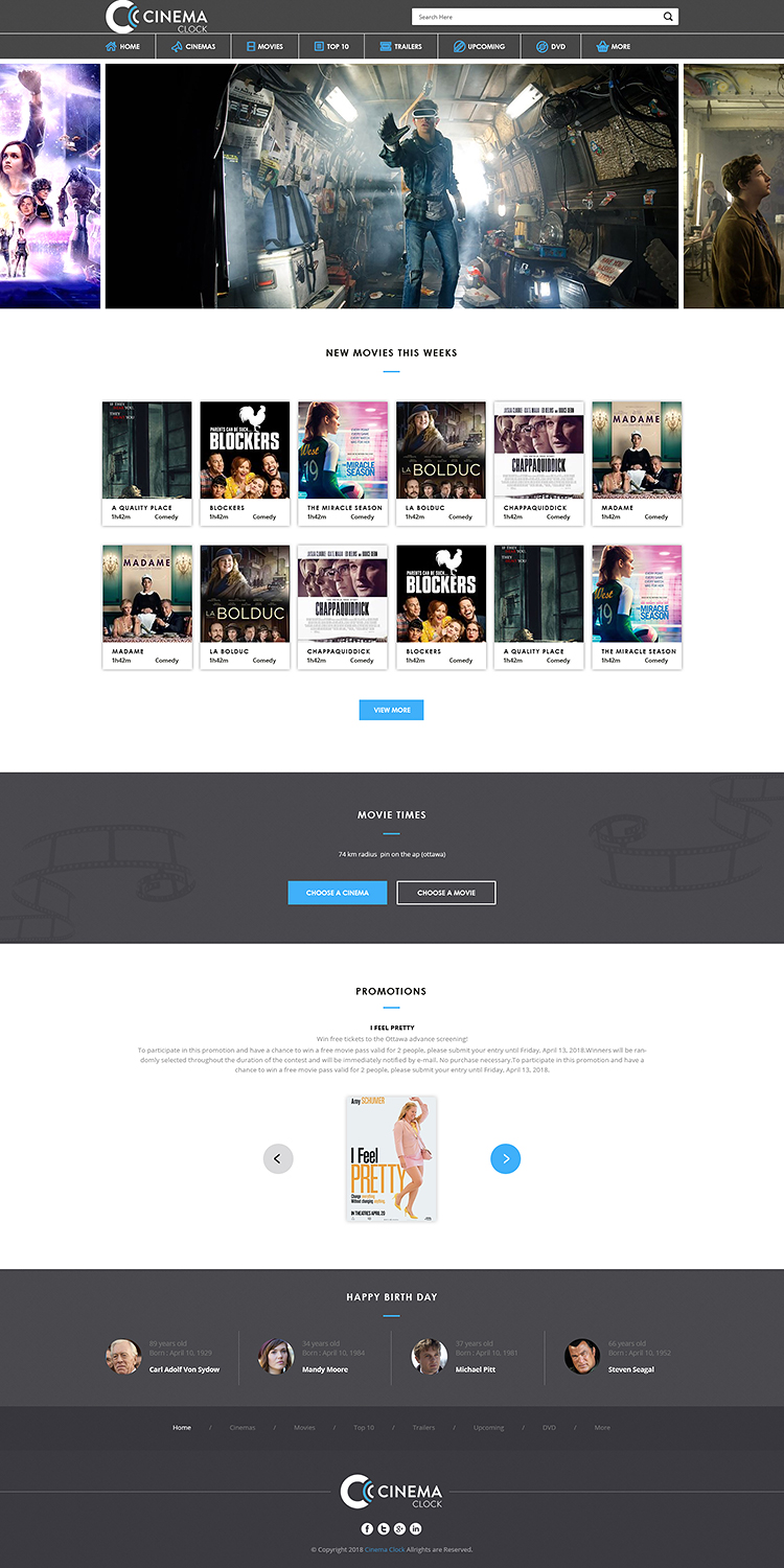 Diseño Web por PiXthemes para Cinema Clock Inc. | Diseño #18380127