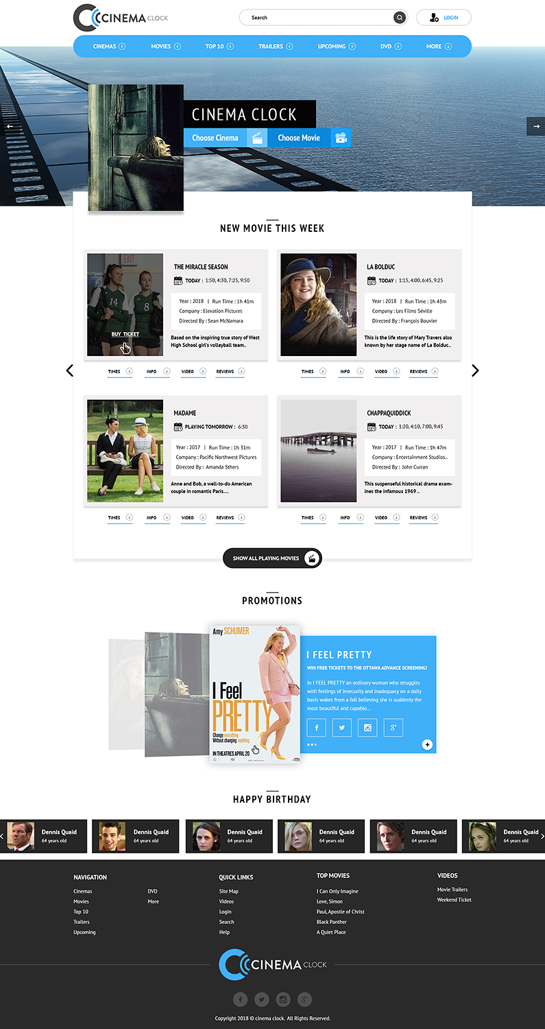 Diseño Web por PiXthemes para Cinema Clock Inc. | Diseño #18380329
