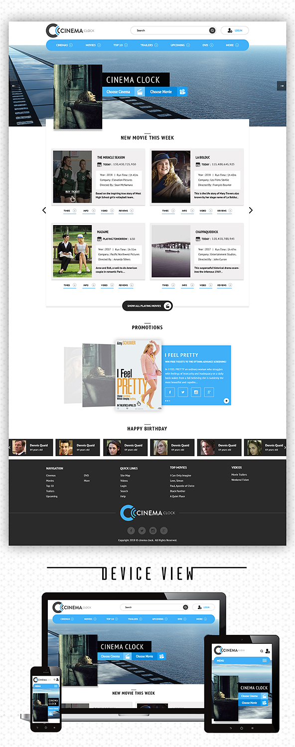 Diseño Web por PiXthemes para Cinema Clock Inc. | Diseño #18380330