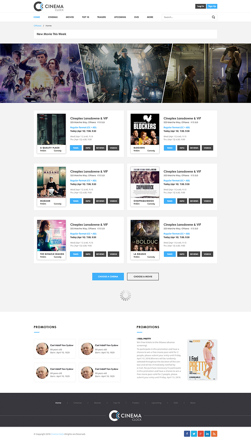 Diseño Web por PiXthemes para Cinema Clock Inc. | Diseño #18439130