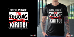 I'm Kirito T-shirt design poking fun at how OP Kirito is in Sword Art Online | Diseño de Camiseta por Fatboy Graphic