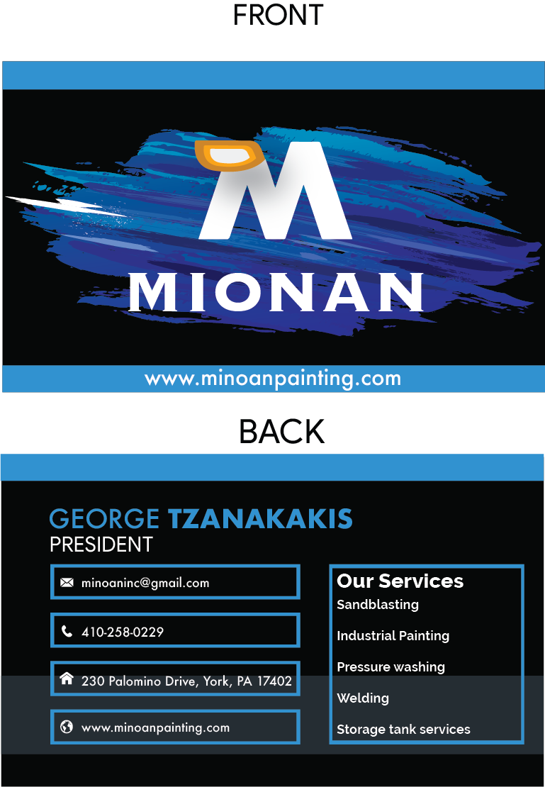 Business Card Design by Eshaan.M for Minoan Inc | Design #18278756