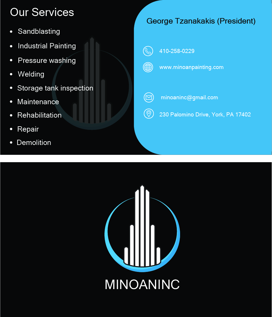 Business Card Design by Waleed Khan for Minoan Inc | Design #18296407
