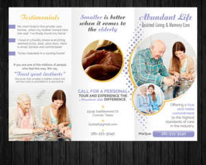 Design de Flyer par ecorokerz pour Abundant Life Assisted Living | Design : #18330544