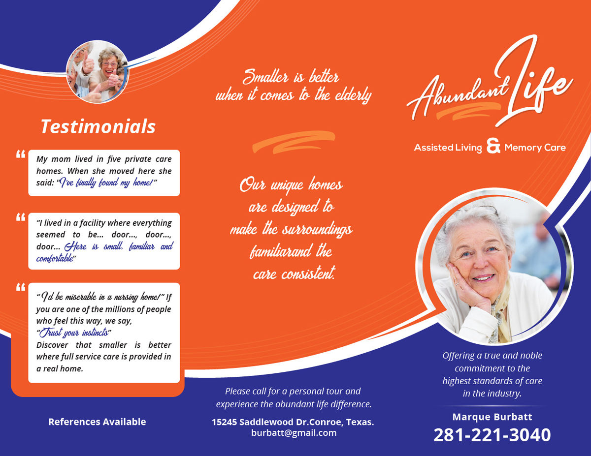 Design de Flyer par Adam_cc pour Abundant Life Assisted Living | Design #18327841