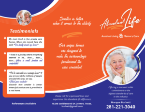 Design de Flyer par Adam_cc pour Abundant Life Assisted Living | Design #18327841