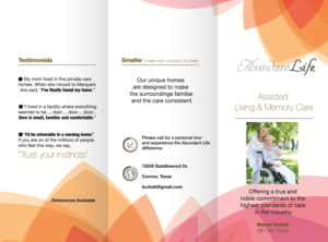 Design de Flyer par Tamara Eid pour Abundant Life Assisted Living | Design #18274069