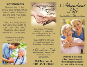 Design de Flyer par turmalla pour Abundant Life Assisted Living | Design : #18346235