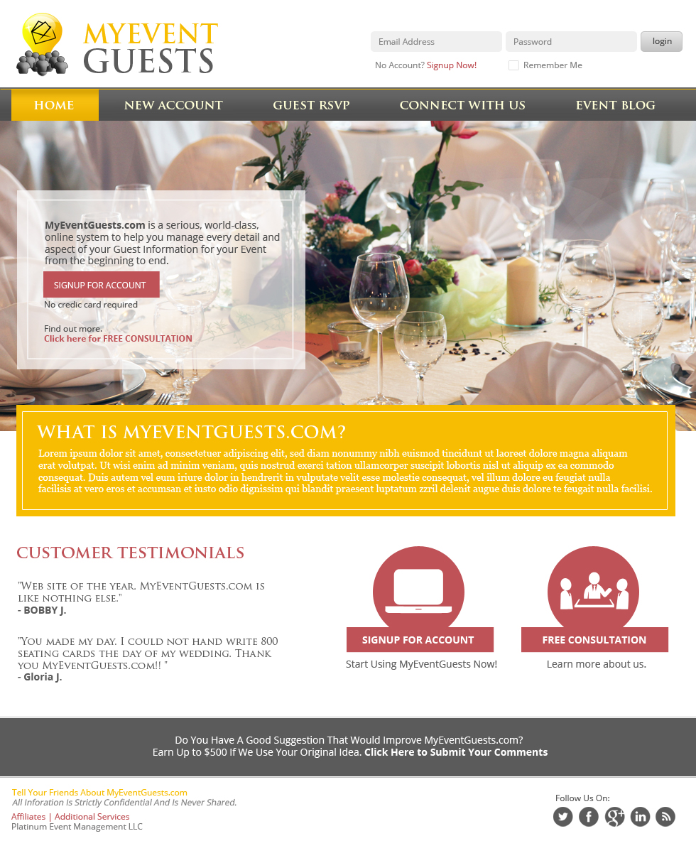 Web Design by jeckx2 for Platinum Event Management | Design #2888042