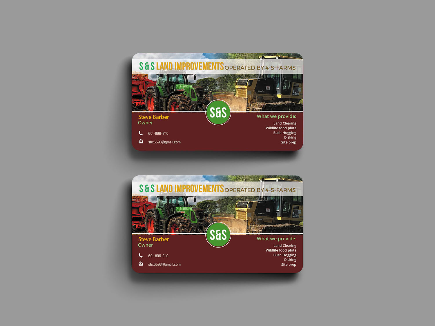Business Card Design by Hammad mir for S&S Land Improvements | Design #18307591