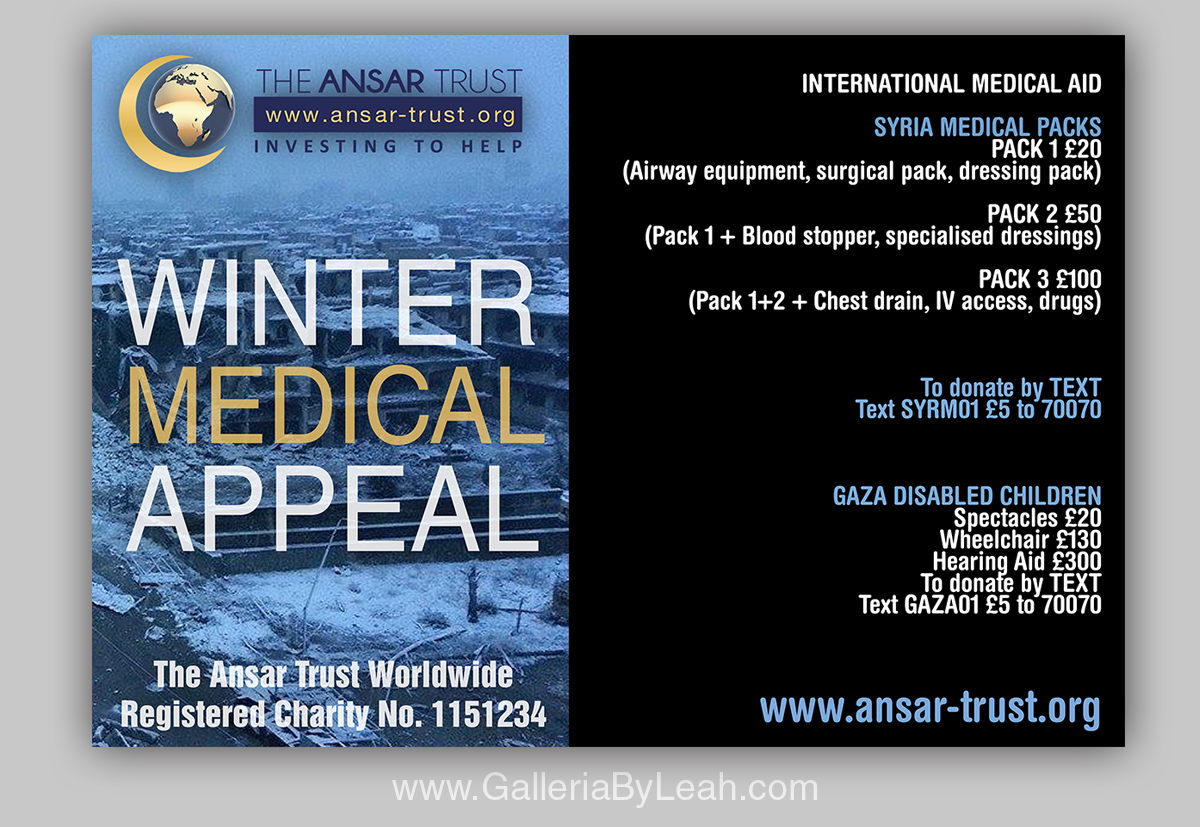 Poster-Design von galleria.by.leah für Wleed Ul Haq Ltd/ The Ansar Trust Worldwide Charity | Design #2798873