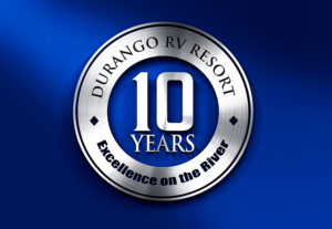 Durango RV Resort, 10 Years, Excellence on the River | Logo Design by NILDesigns