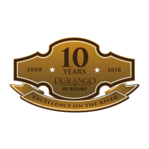 Durango RV Resort, 10 Years, Excellence on the River | Logo Design by Valtti Design