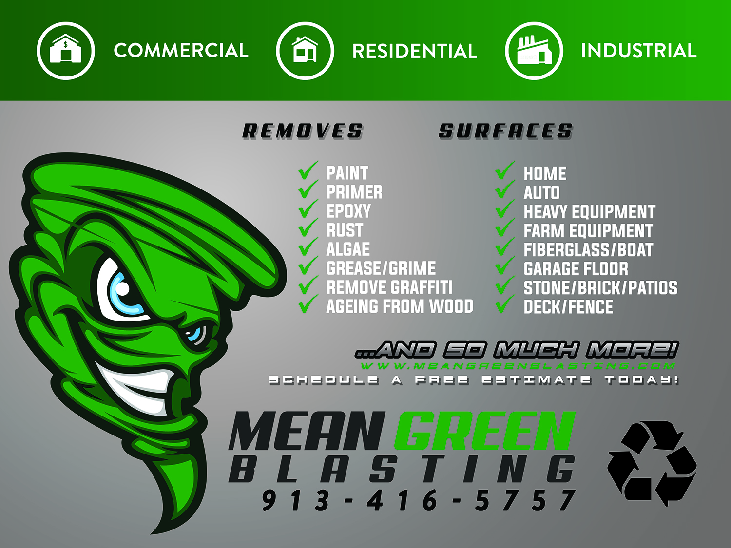 Logo-Design von Yassine Voinchet für Mean Green Blasting | Design #18291488