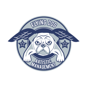 Flying Dog Artistic Management ( Maybe bulldog, like the Yale university Mascot)  with Playful look and flying | Logo Design by Wally_F