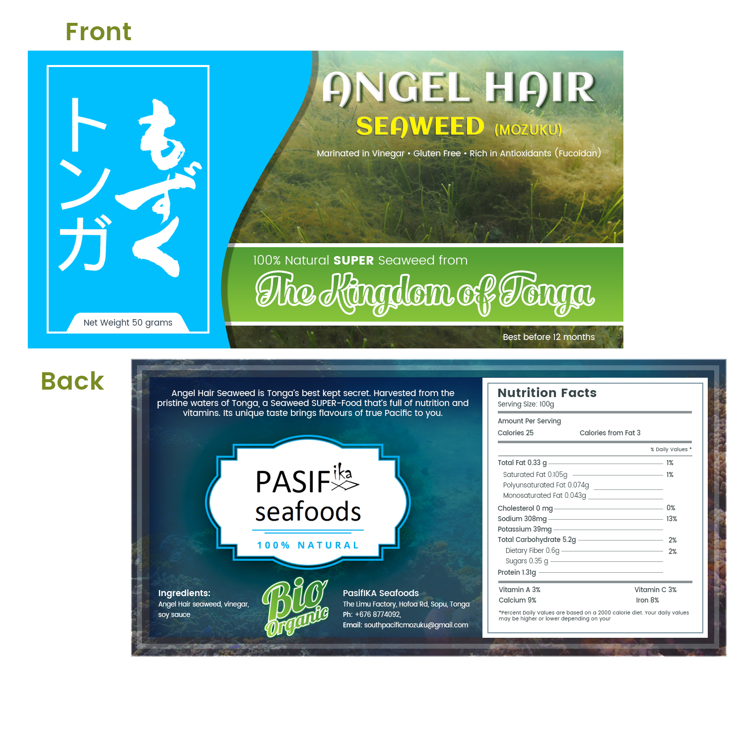 Label Design by Expert Designer for South Pacific Mozuju Tonga Ltd | Design #18373327
