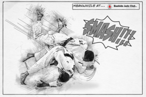 Dynamic Design of Judo throw in competion that impresses the impact of action but not violence.  | Design Illustration par Marta van Eck