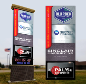 Monument sign design that combines 4 construction companies | Signage Design by SAI DESIGNS