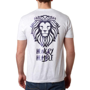 Custom Lion Head design, entitled Hungry and Humble | T-shirt Design by Foxelate