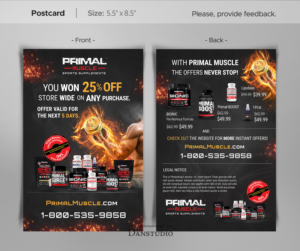 Diseño de Postal por danstudio para Ultimate Fitness Nutrition, Inc. | Diseño #18406671