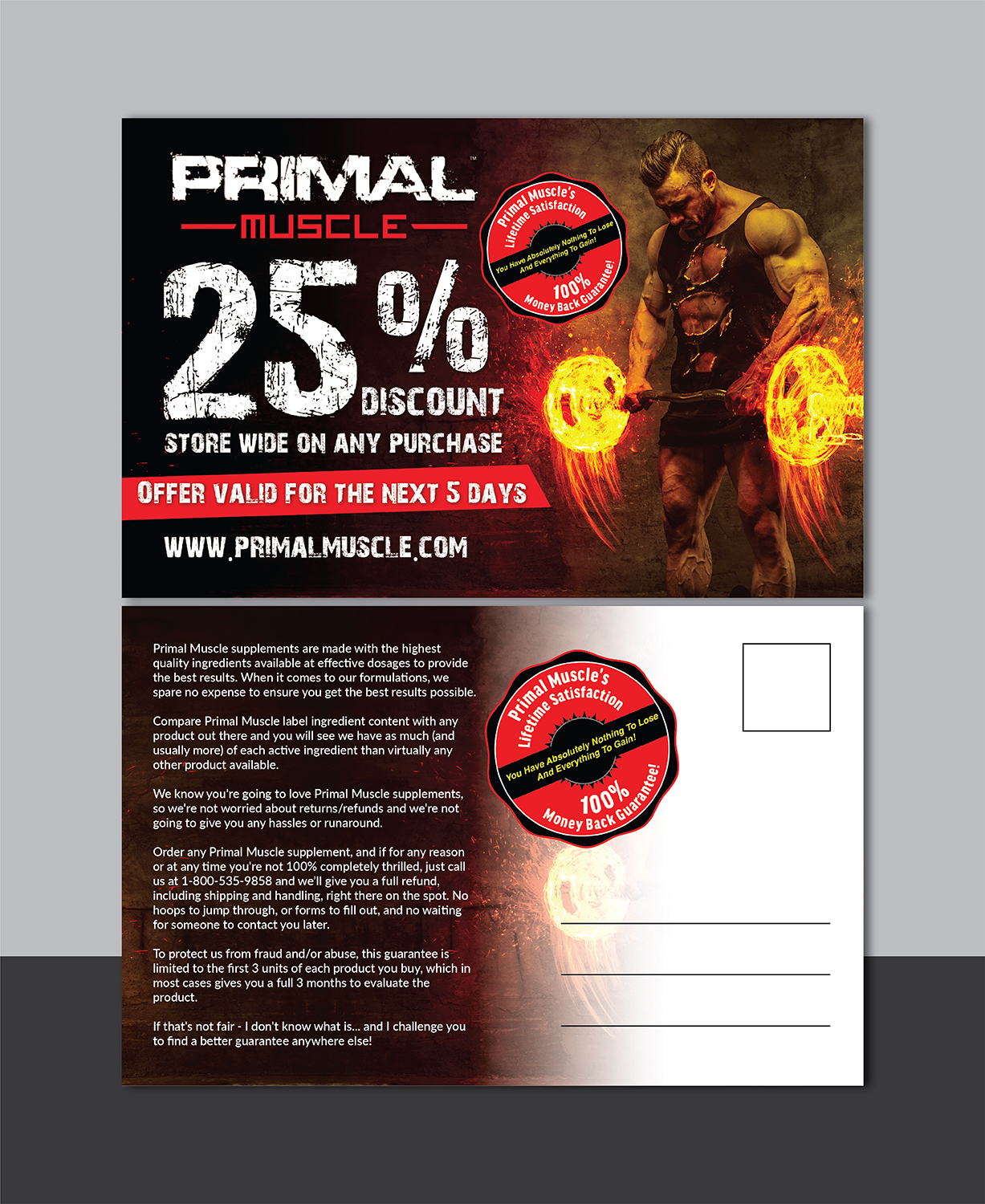 Postcard Design by Deziners Zone for Ultimate Fitness Nutrition, Inc. | Design #18345543